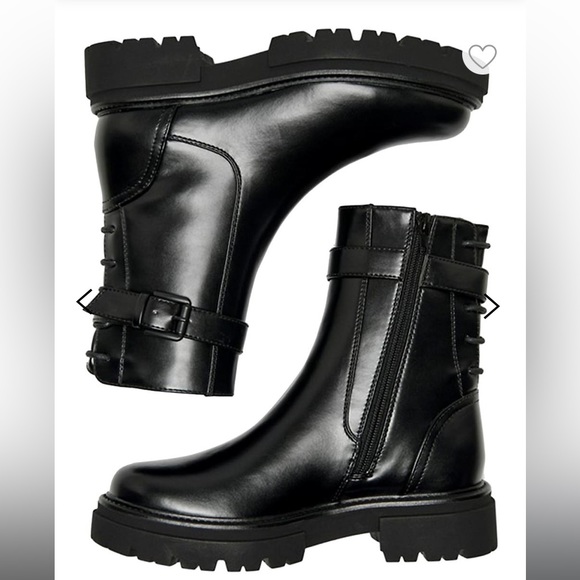 Black combat boots- worn once! - Picture 2 of 4